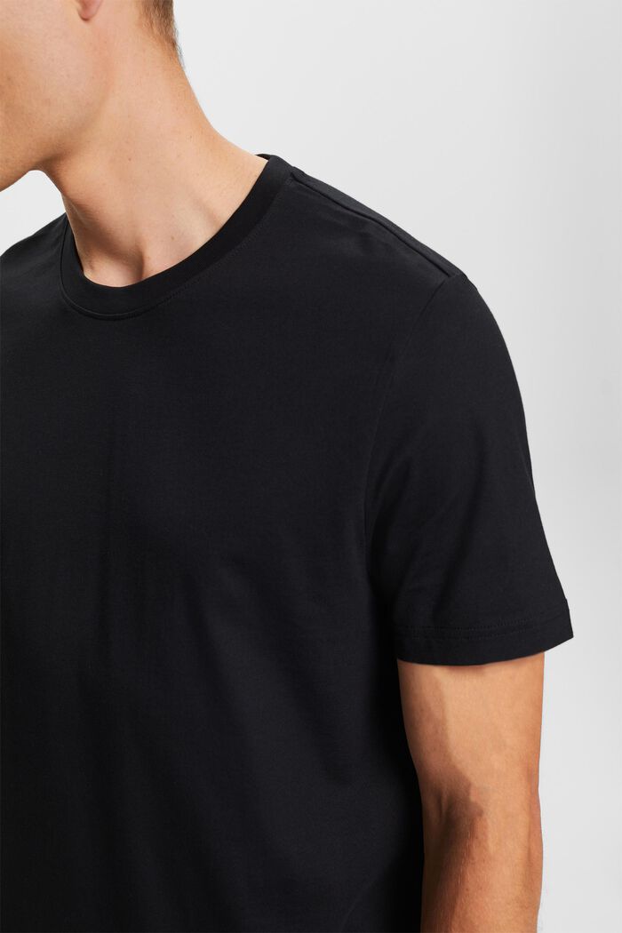 T-shirt à col rond en jersey de coton Pima, BLACK, detail image number 2