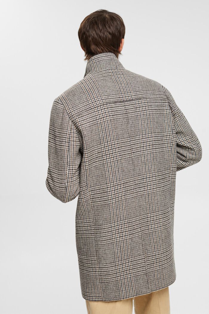 Manteau en laine mélangée à carreaux prince-de-galles, GREY, detail image number 3