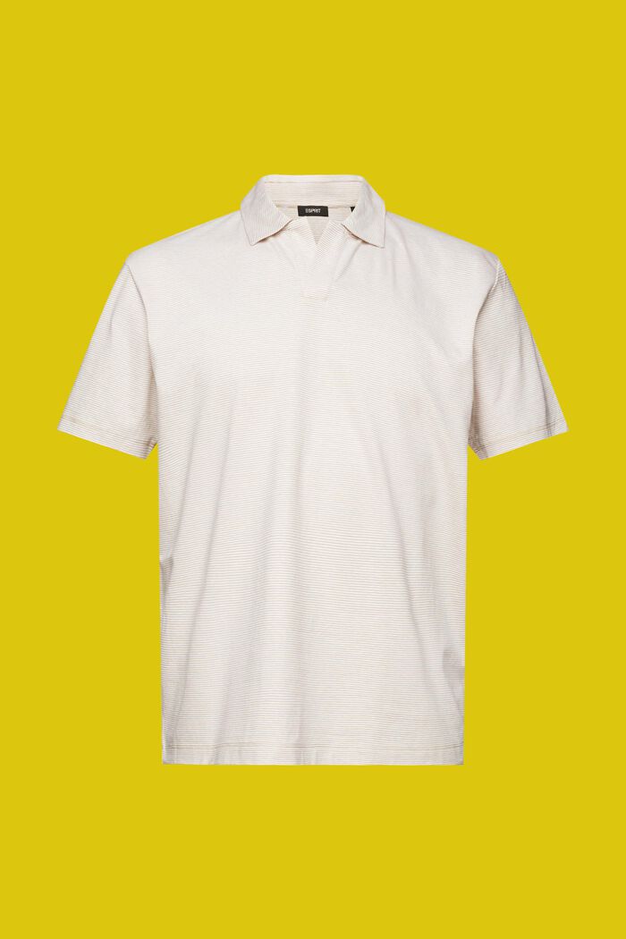 Gestreiftes Jersey Poloshirt, Baumwolle-Leinen-Mix, SAND, detail image number 5