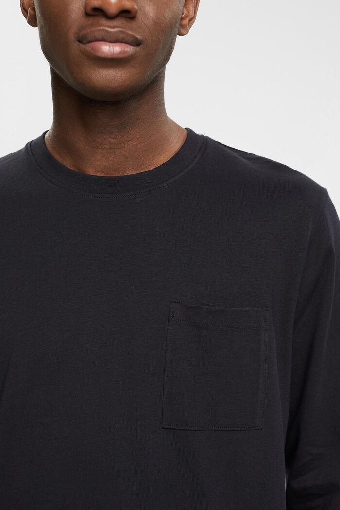 T-shirt à manches longues en jersey, 100 % coton, BLACK, detail image number 0