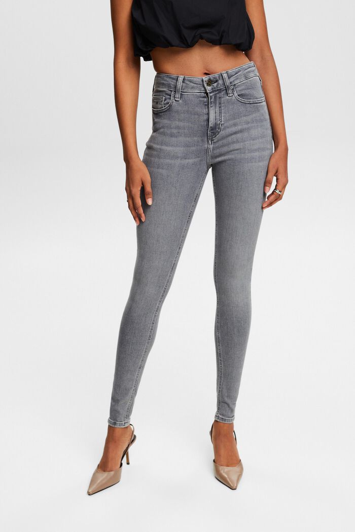 Skinny Jeans mit hohem Bund, GREY MEDIUM WASHED, detail image number 0