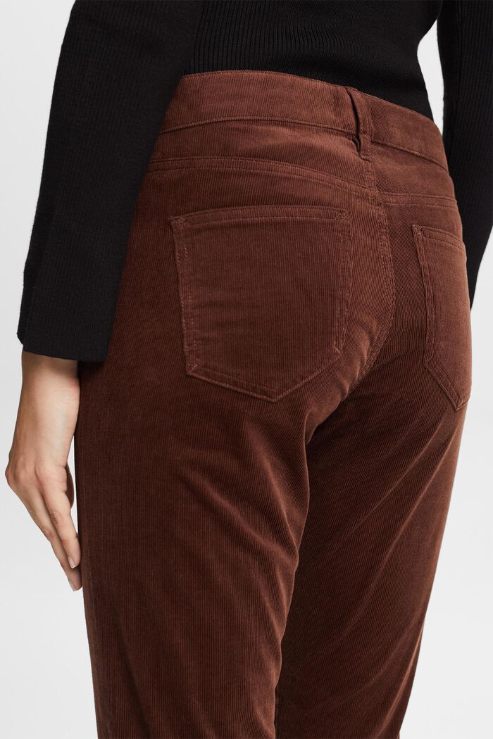 Pantalon slim en velours côtelé à taille mi-haute, BROWN, detail image number 2