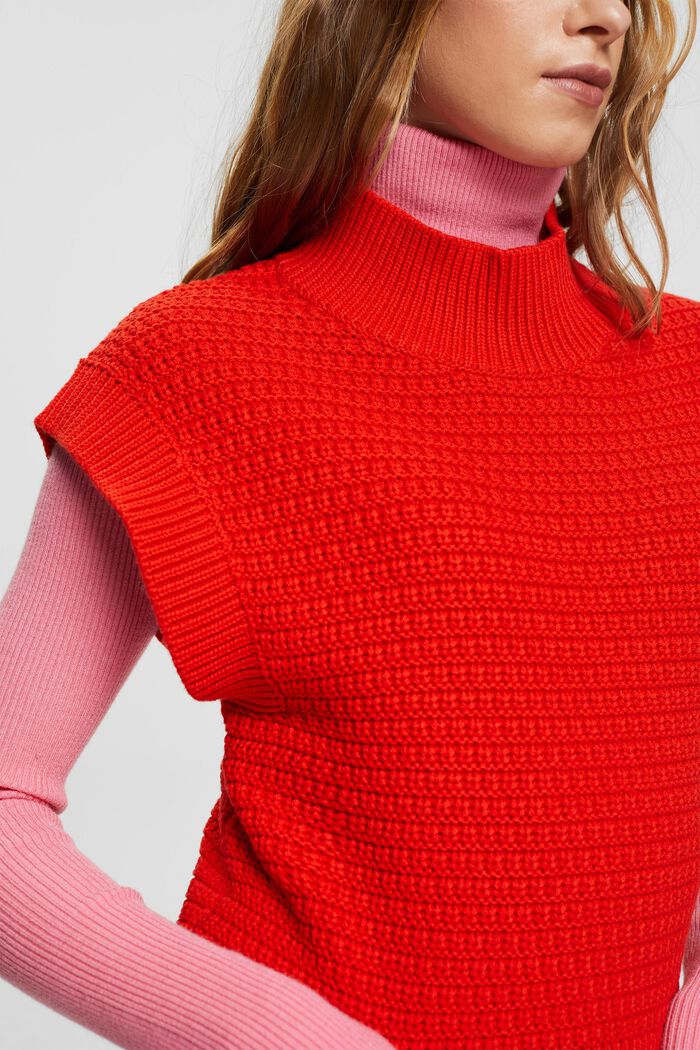 Pull-over en maille sans manches, RED, detail image number 2