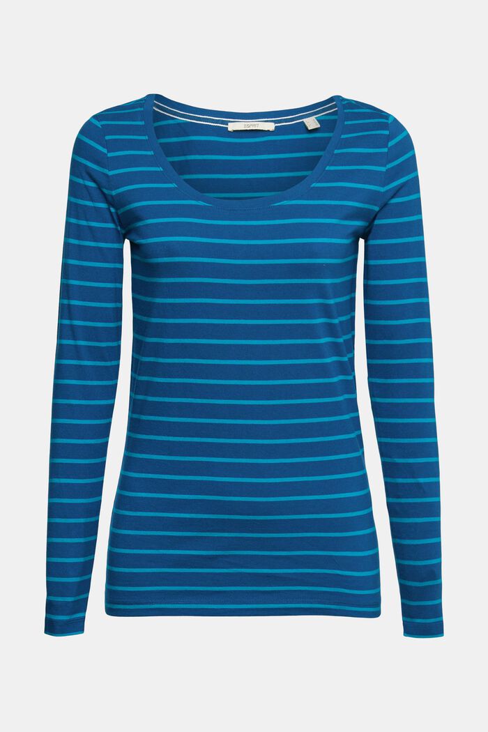 T-shirt à manches longues à motif à rayures, PETROL BLUE, detail image number 2