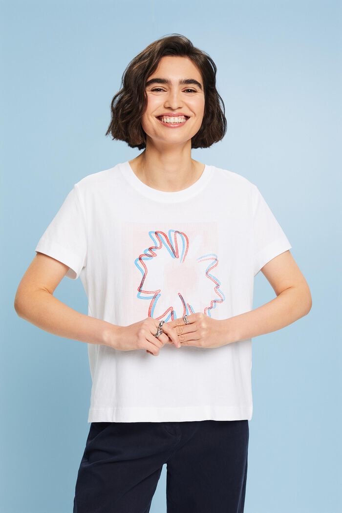 T-shirt en jersey imprimé sur le devant, WHITE, detail image number 0