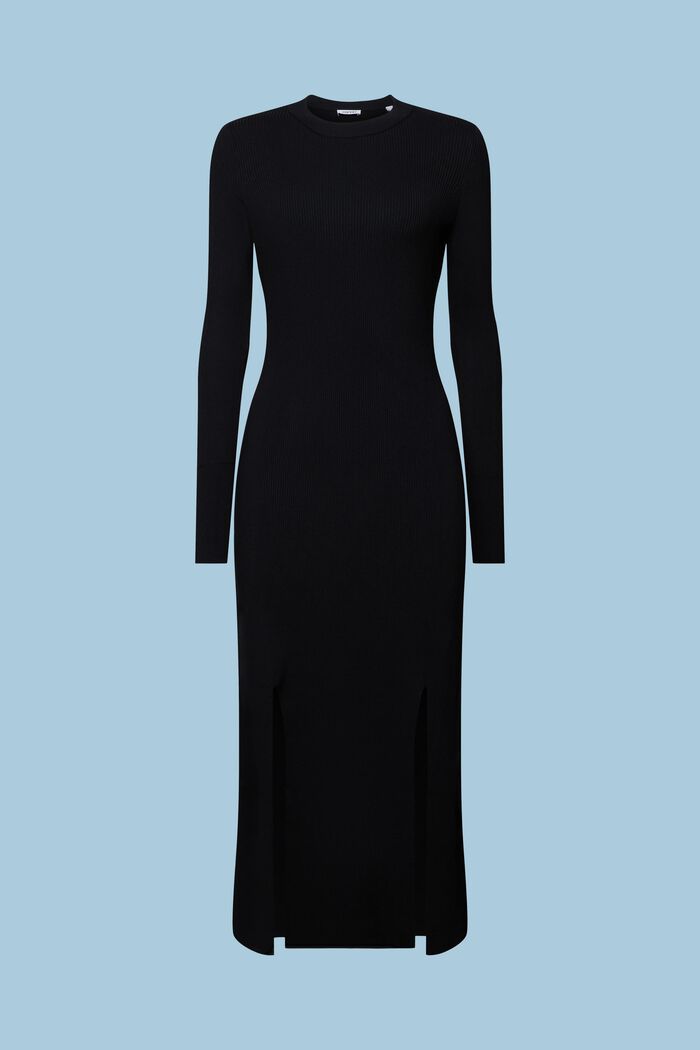 Rippstrick Midi-Kleid, BLACK, detail image number 6