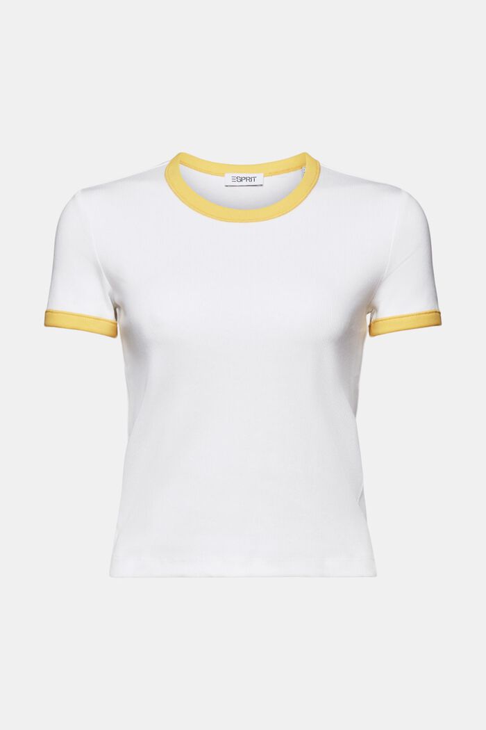 Ringer-T-Shirt mit Rippstruktur, WHITE, detail image number 6