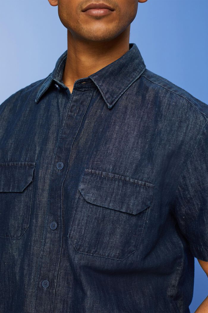 Chemise à manches courtes en jean, BLUE BLACK, detail image number 4