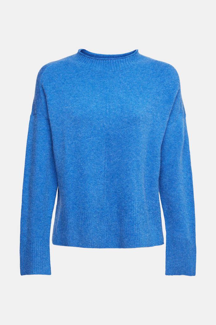 Mit Wolle: flauschiger Pullover mit Stehkragen, BRIGHT BLUE, detail image number 2