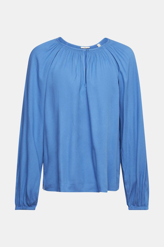 Fließende Bluse, LENZING™ ECOVERO™, BLUE, detail image number 2