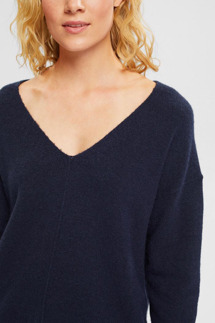Mit Wolle: flauschiger Pullover, NAVY, detail image number 0