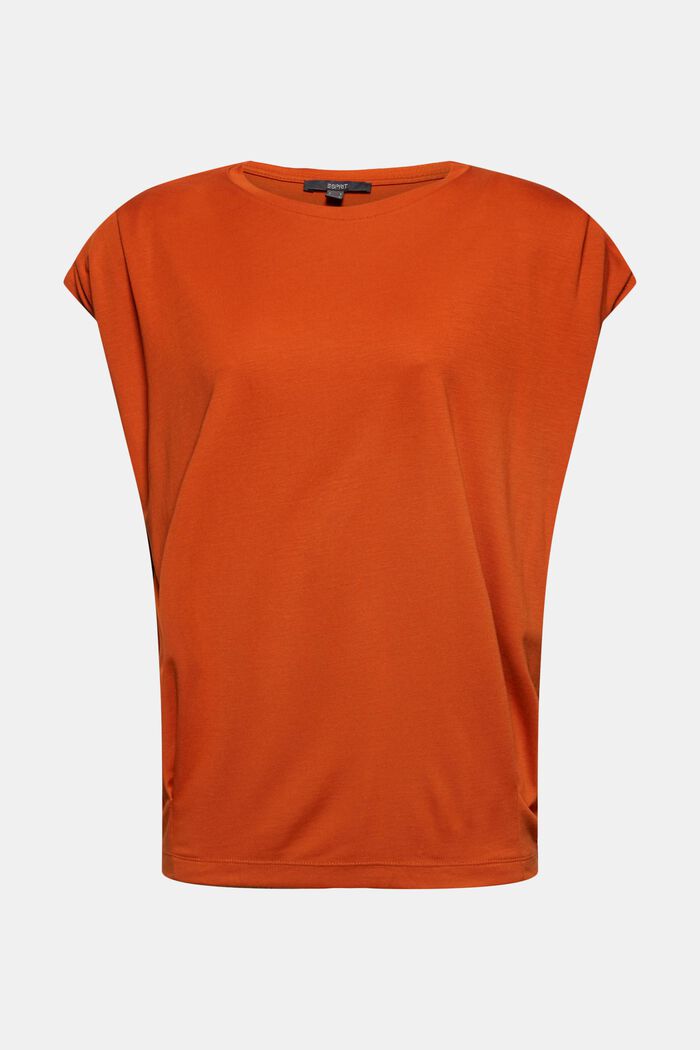 T-shirt à épaulettes, LENZING™ ECOVERO™, TERRACOTTA, detail image number 0
