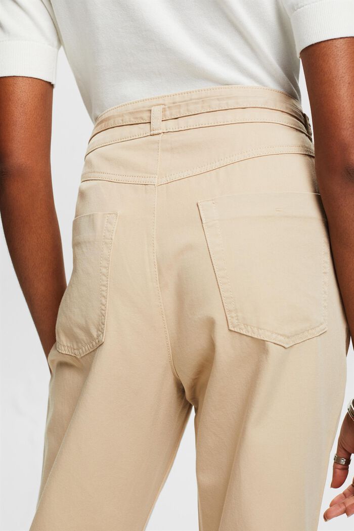 Pantalon à pinces ceinturé, coton Pima, BEIGE, detail image number 3