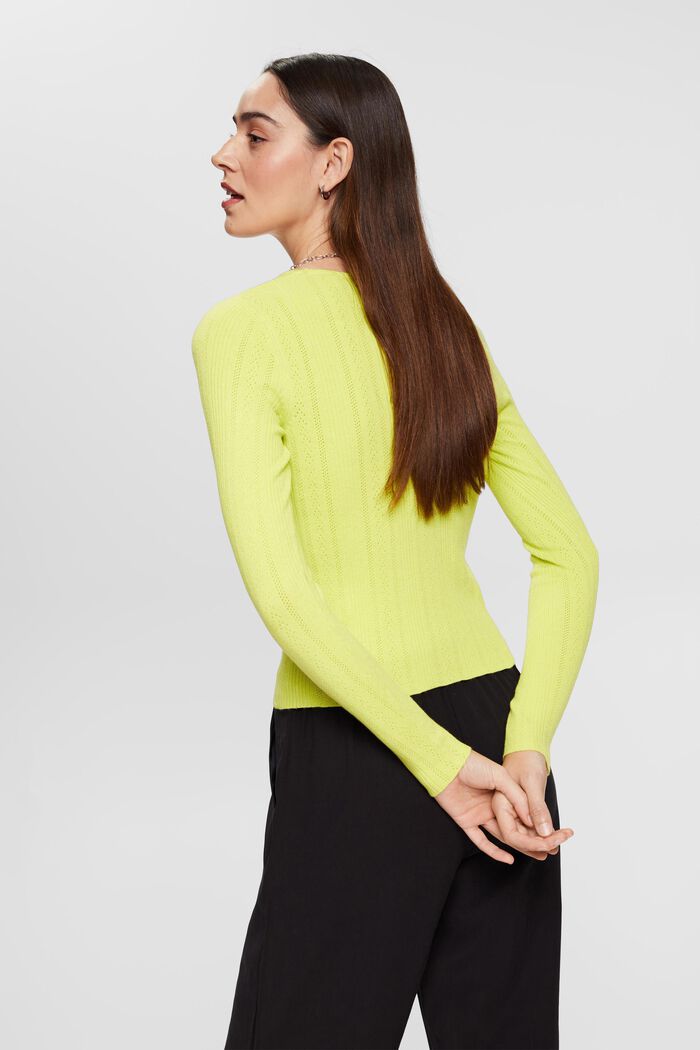 Pull-over style ajouré, BRIGHT YELLOW, detail image number 3