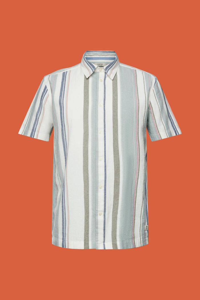 Kurzarm-Hemd mit Streifen, 100% Baumwolle, DUSTY GREEN, detail image number 6