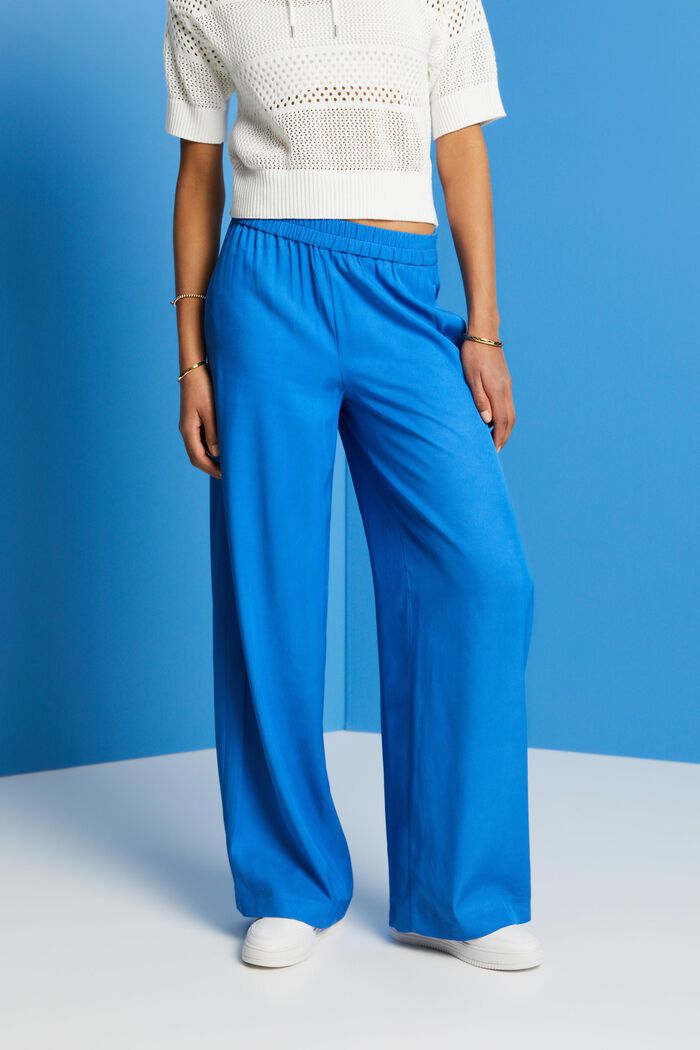 Pantalon à jambes larges, LENZING™ ECOVERO™, BRIGHT BLUE, detail image number 0