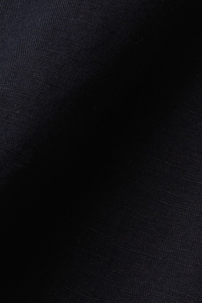 Chemise à col boutonné en mélange de coton et lin, BLACK, detail image number 4
