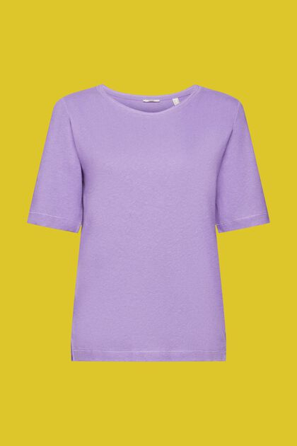 T-shirt en lin mélangé, PURPLE, overview