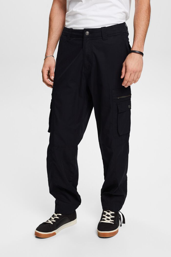 Pantalon cargo de coupe droite en twill, BLACK, detail image number 0