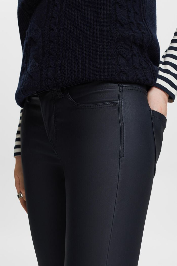 Pantalon enduit coupe Skinny Fit taille mi-haute, NAVY, detail image number 2