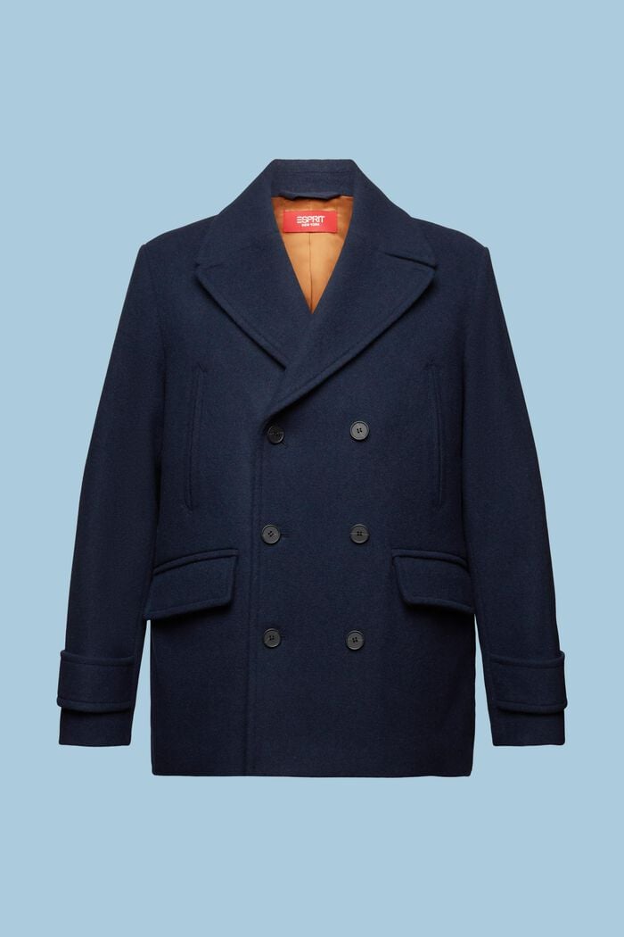 Zweireihiger Peacoat aus Wolle, NAVY, detail image number 7