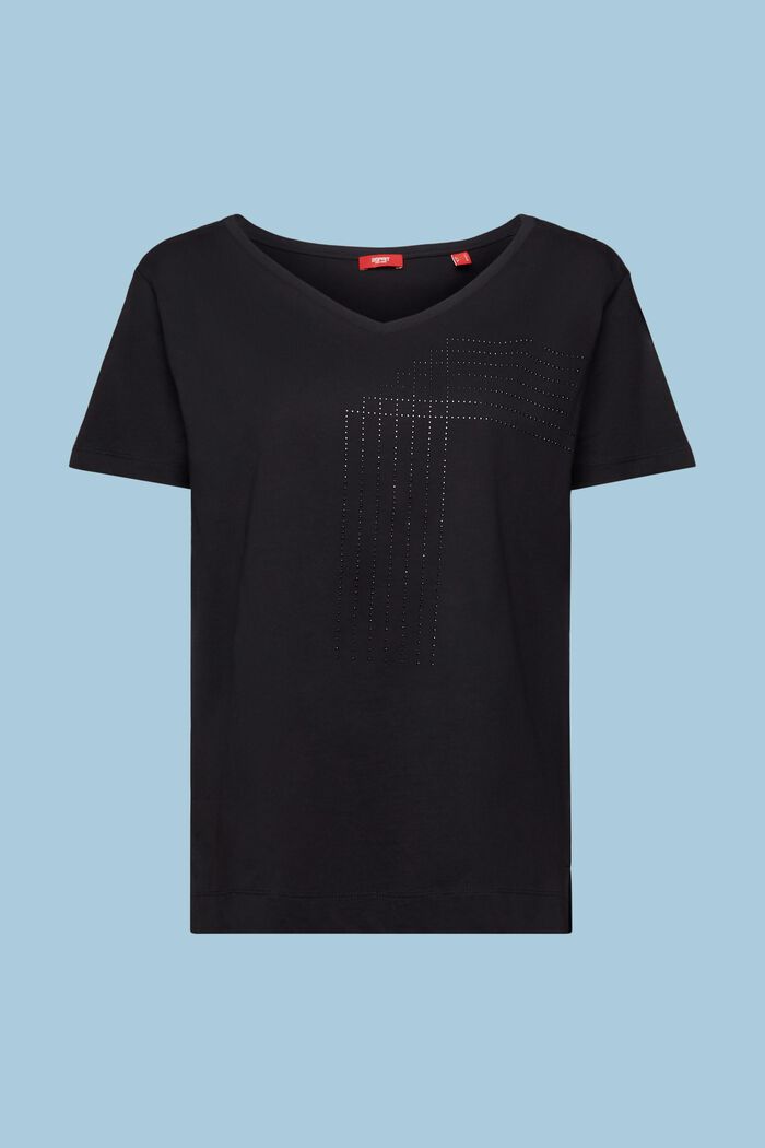 T-shirt en jersey orné de strass, BLACK, detail image number 6