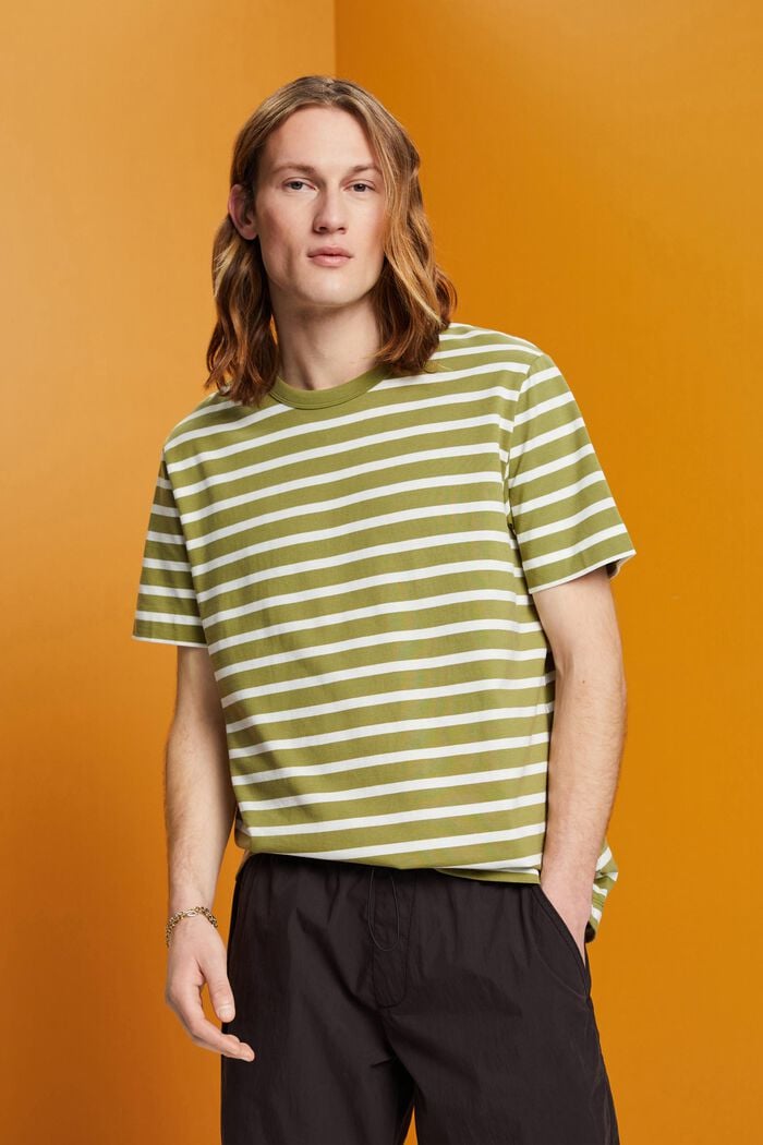 Streifen-T-Shirt aus nachhaltiger Baumwolle, LEAF GREEN, detail image number 0