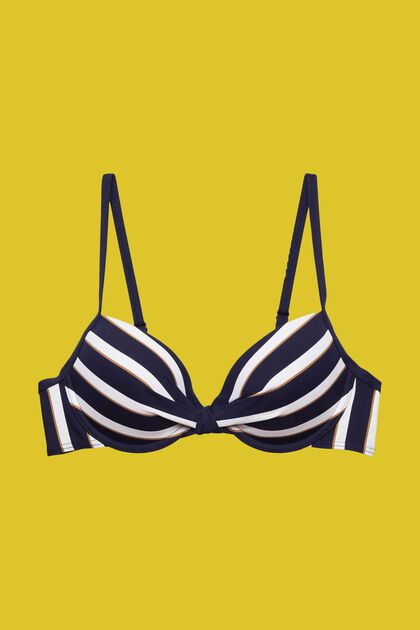 Bikini-Top mit wattierten Bügel-Cups und Streifen