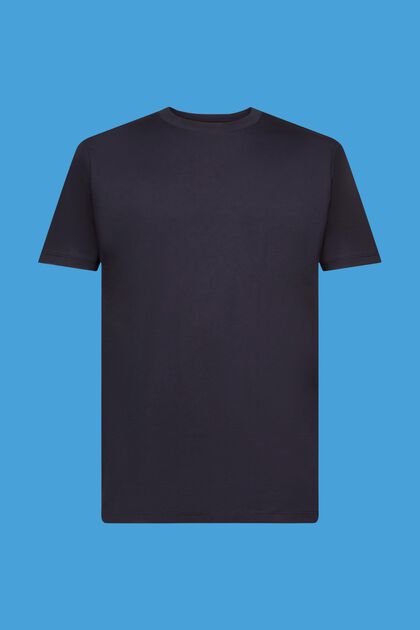 T-shirt à col ras du cou en pur coton, NAVY, overview