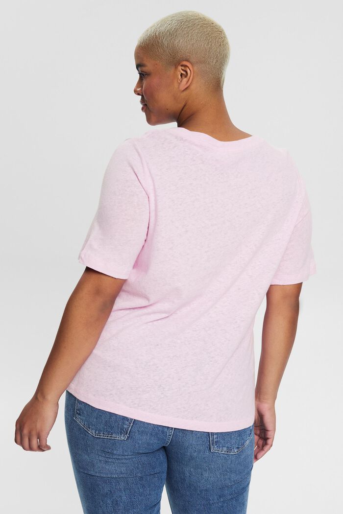 Modèle CURVY à teneur en lin : t-shirt basique, PINK, detail image number 3
