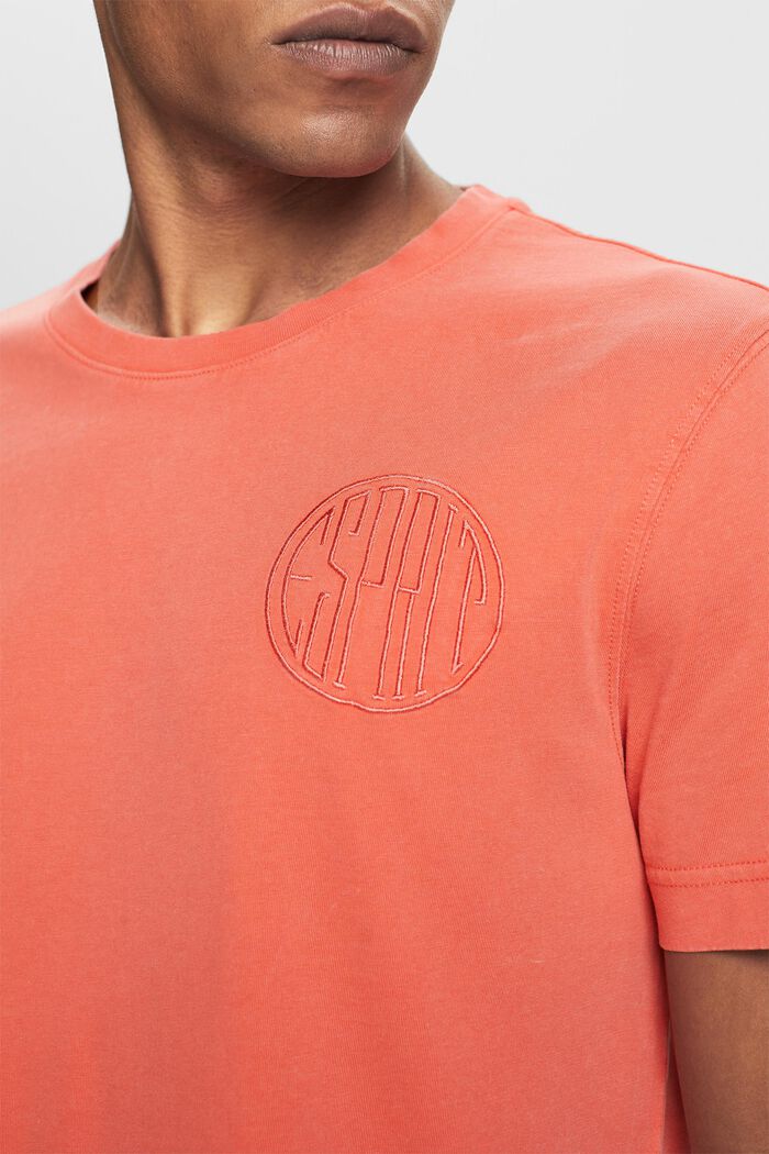 T-shirt animé d’un logo surpiqué, 100 % coton, CORAL RED, detail image number 2