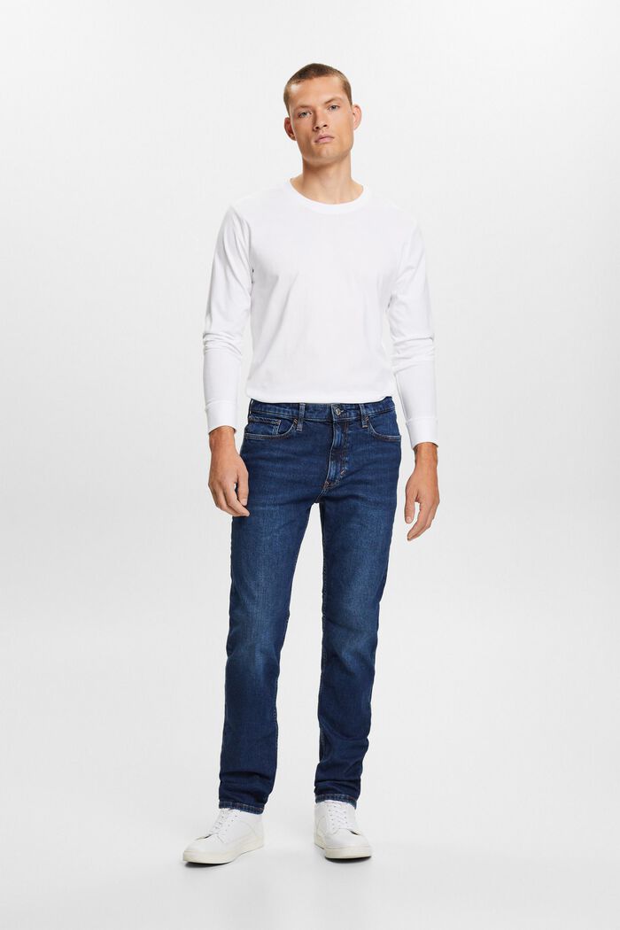 Jeans mit geradem Bein und mittlerer Bundhöhe, BLUE DARK WASHED, detail image number 5