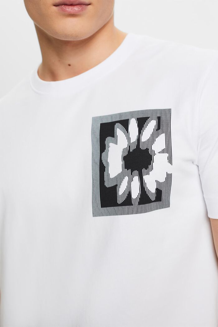 T-shirt à imprimé floral et logo, WHITE, detail image number 2