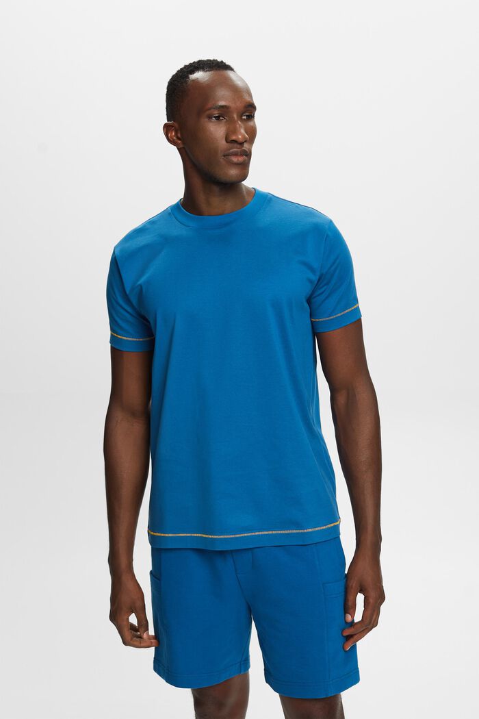T-shirt en jersey à encolure ronde, 100 % coton, DARK BLUE, detail image number 0