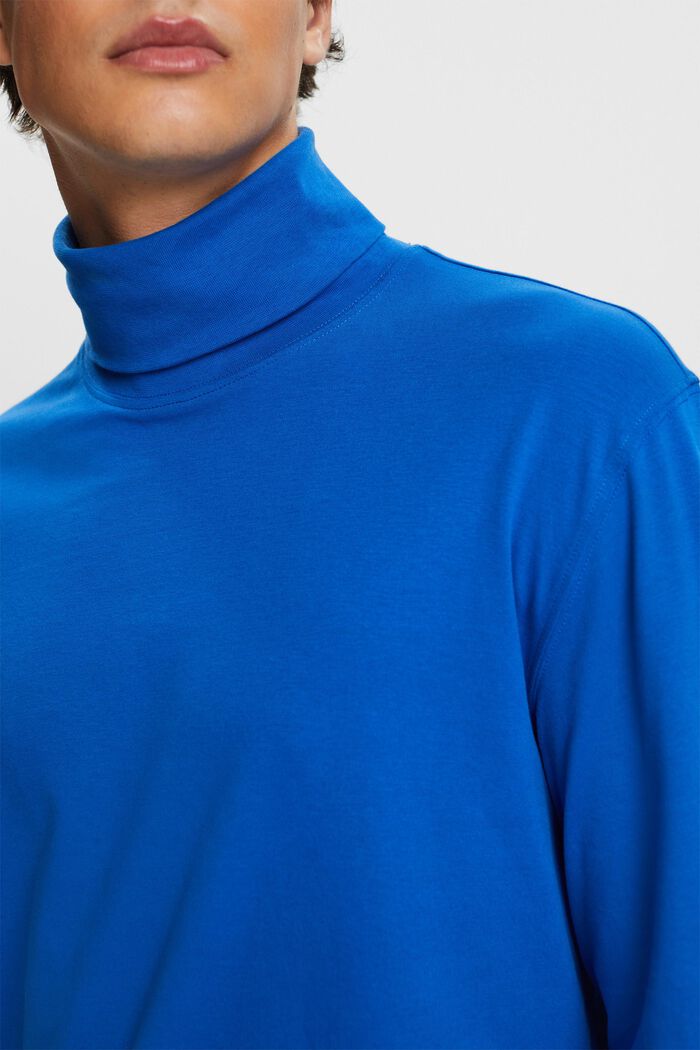 T-shirt à manches longues et col cheminée en coton, BRIGHT BLUE, detail image number 2