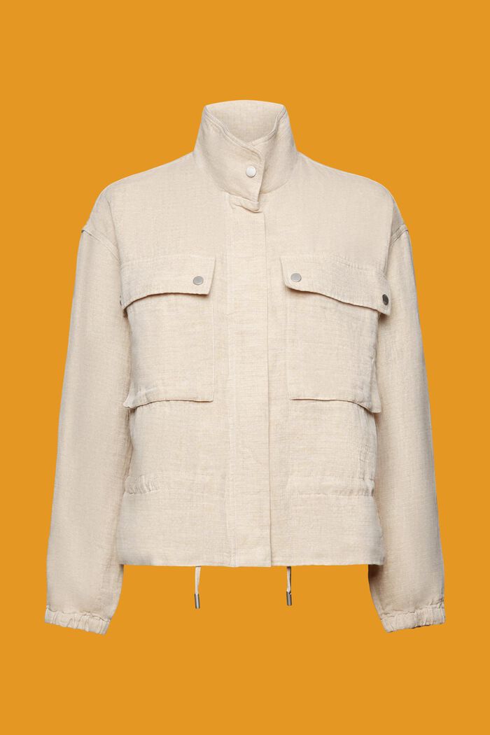 Leichte Jacke aus Baumwolle-Leinen-Mix, SAND, detail image number 6