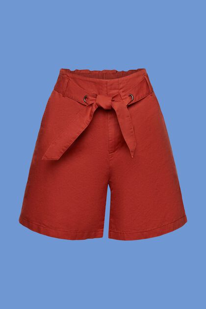 Shorts mit Bindegürtel, Baumwoll-Leinenmix