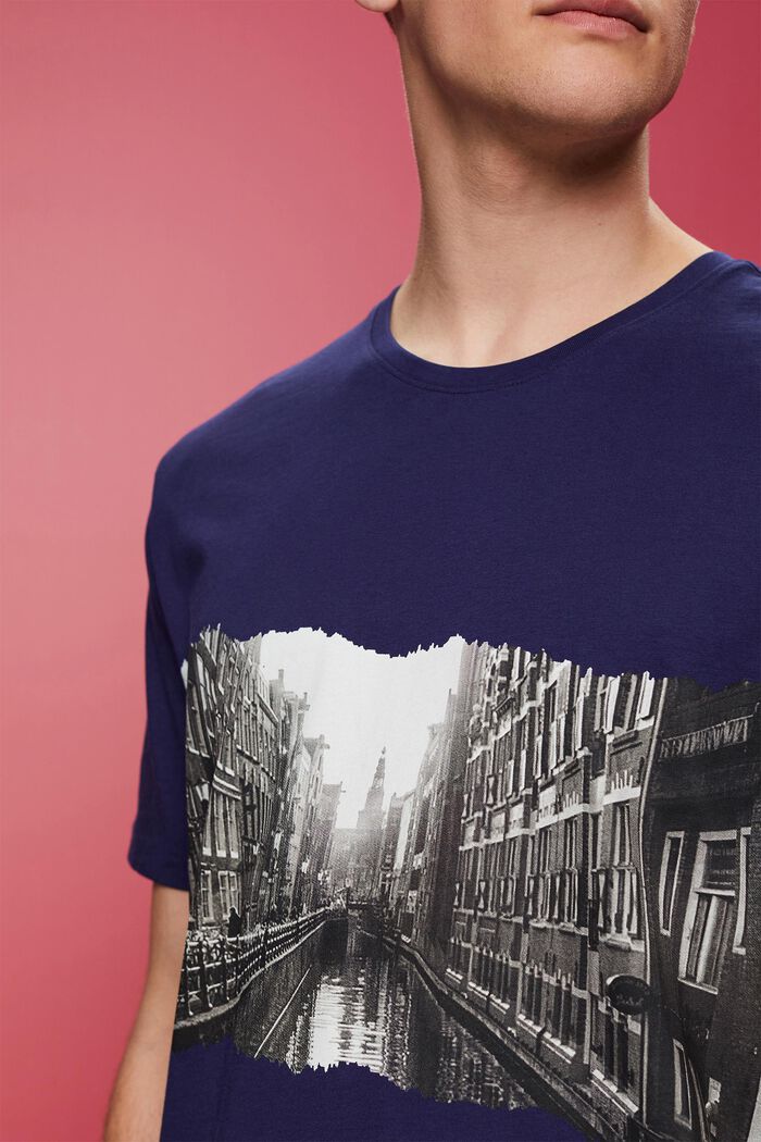Rundhals-T-Shirt mit Print, 100 % Baumwolle, DARK BLUE, detail image number 2