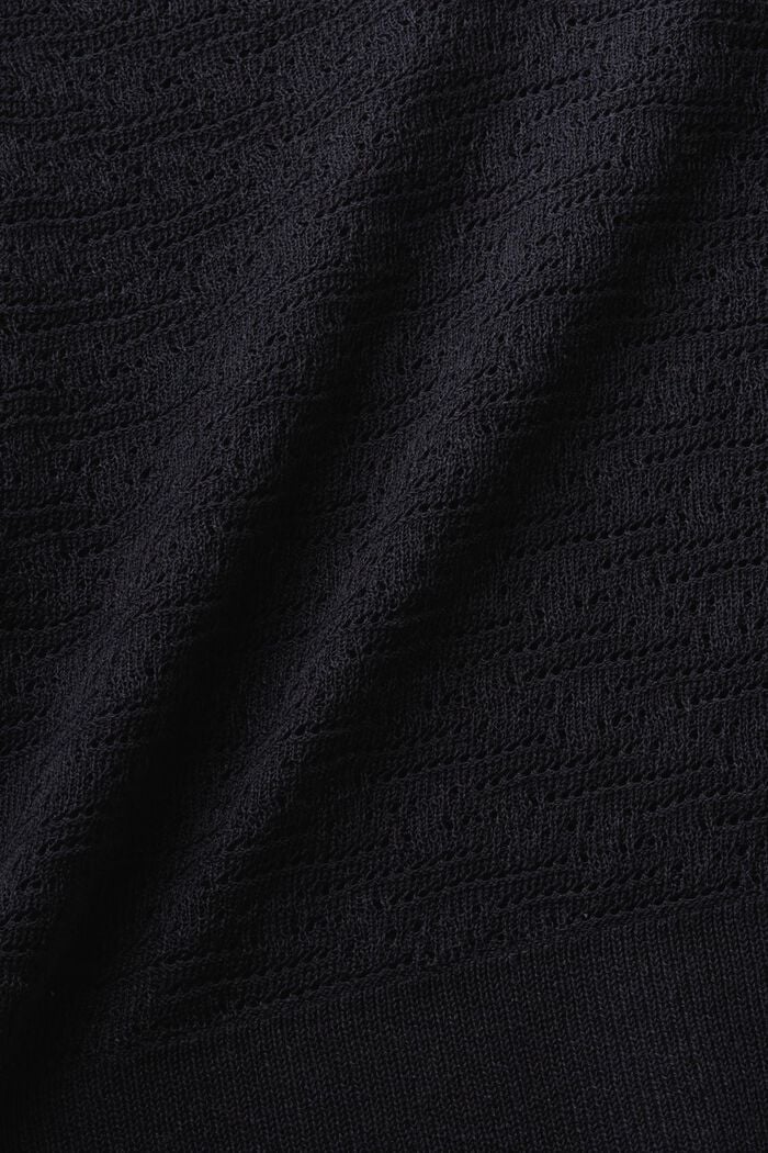 Pullover mit V-Ausschnitt im Pointelle-Design, BLACK, detail image number 4