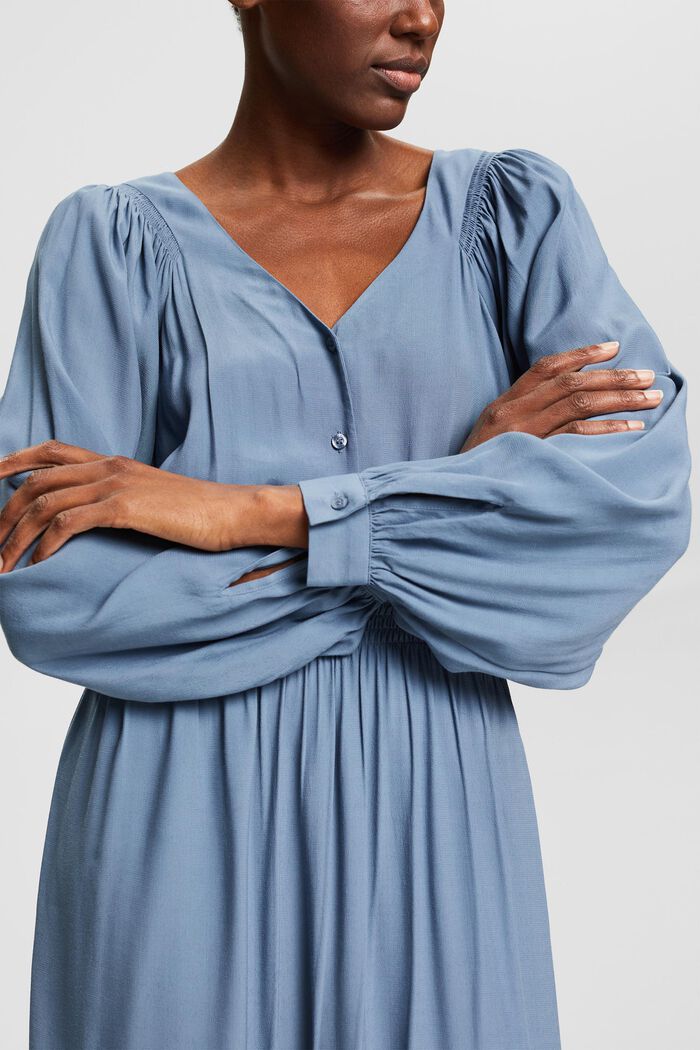 Unifarbenes Kleid, LENZING™ ECOVERO™, GREY BLUE, detail image number 3