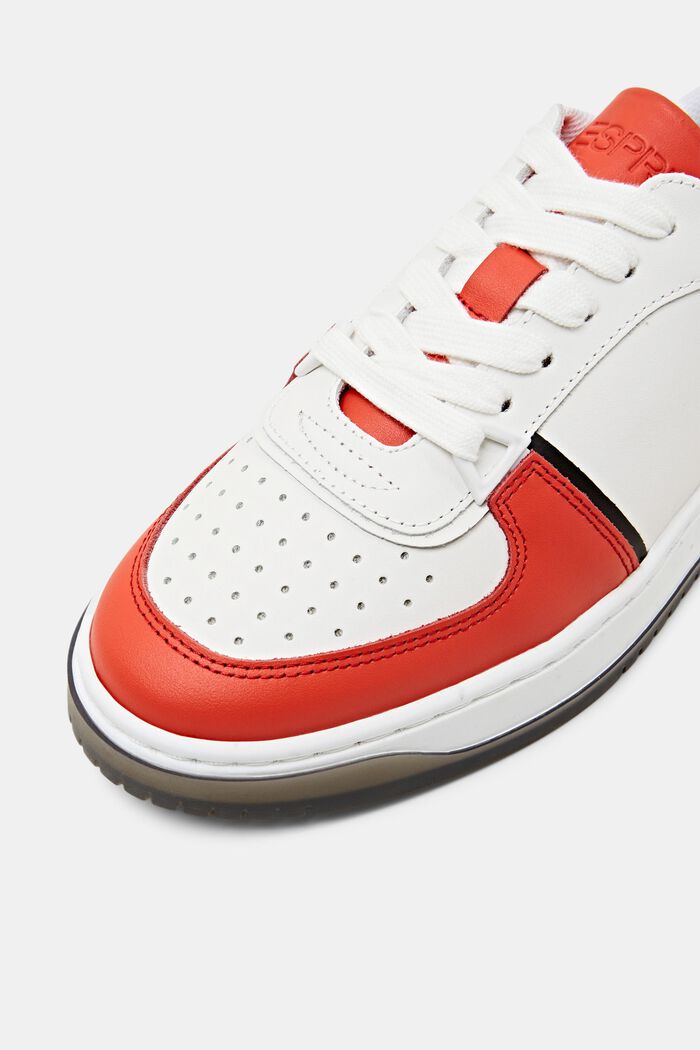 Ledersneakers mit Schnürung, CORAL RED, detail image number 3