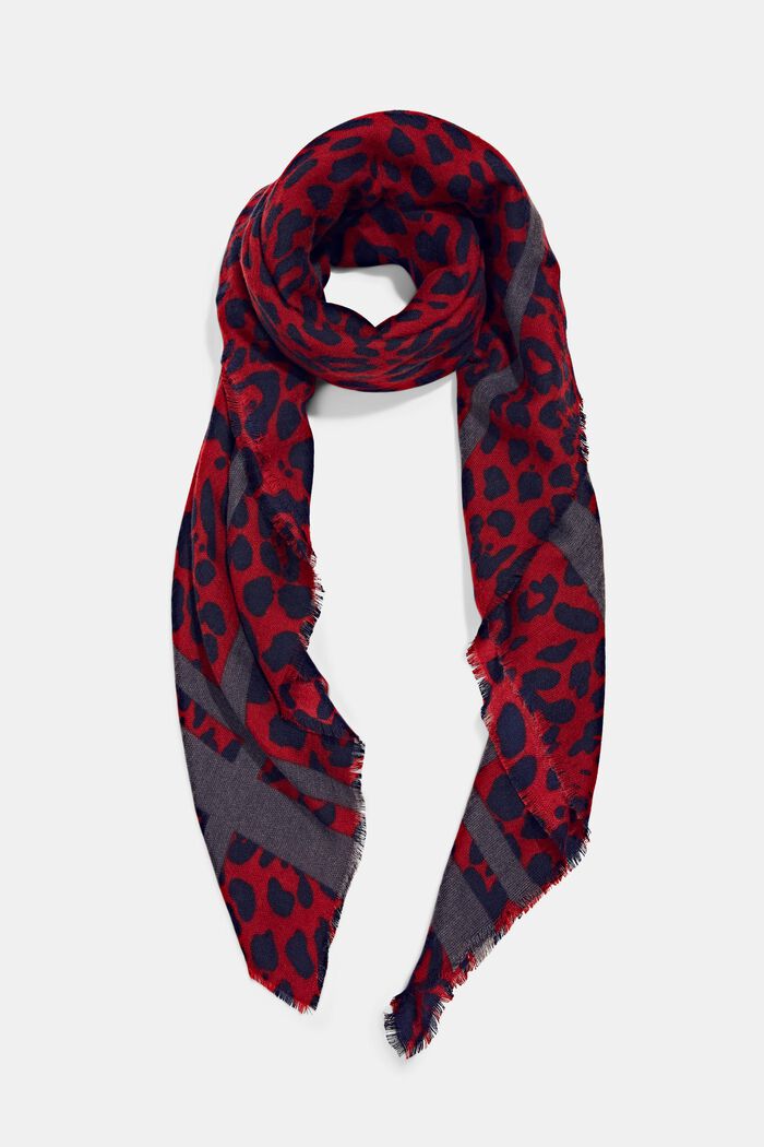 En matière recyclée : le foulard au look léopard, DARK RED, detail image number 0