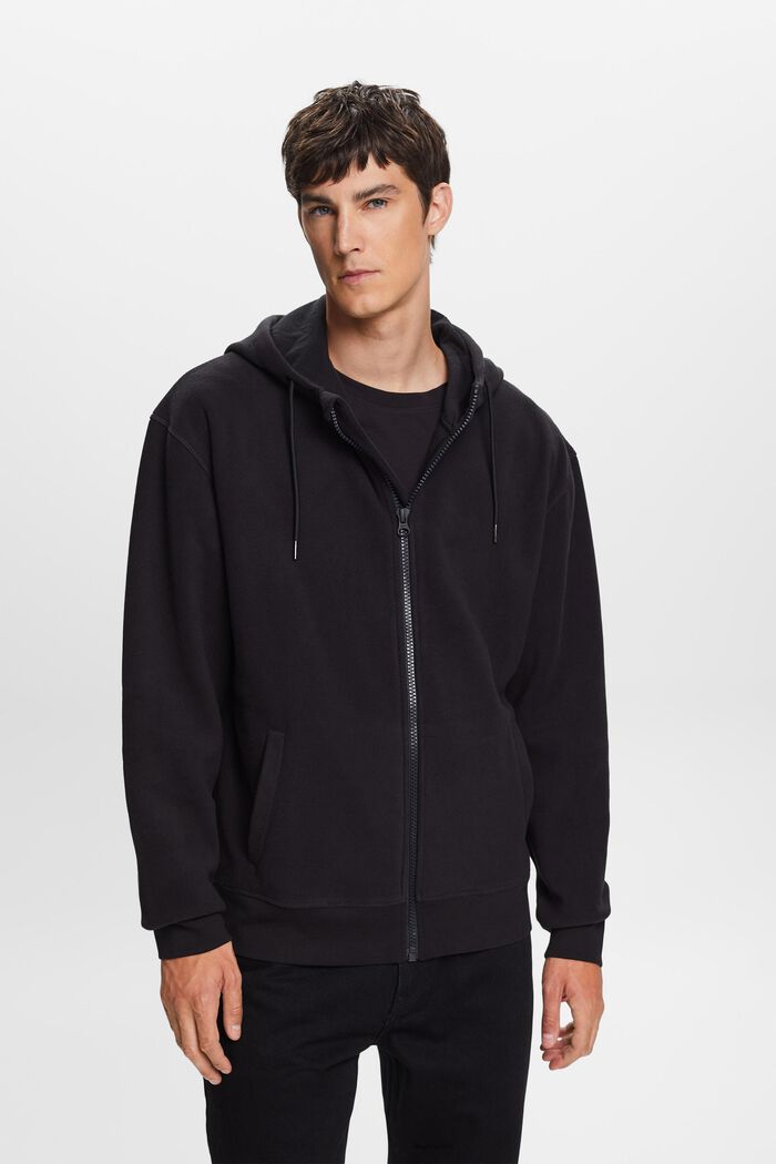 Fleece-Sweatshirt mit Kapuze, BLACK, detail image number 1