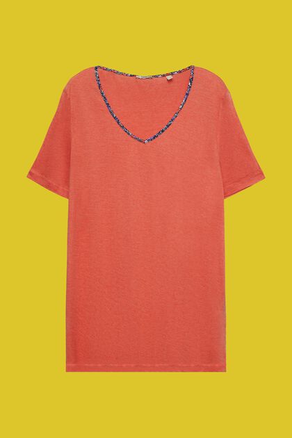 T-shirt CURVY orné d'un passepoil à fleurs, TENCEL™