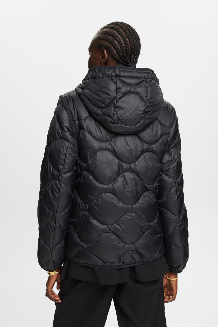 Recyclée : la veste transformable matelassée à capuche, BLACK, detail image number 3