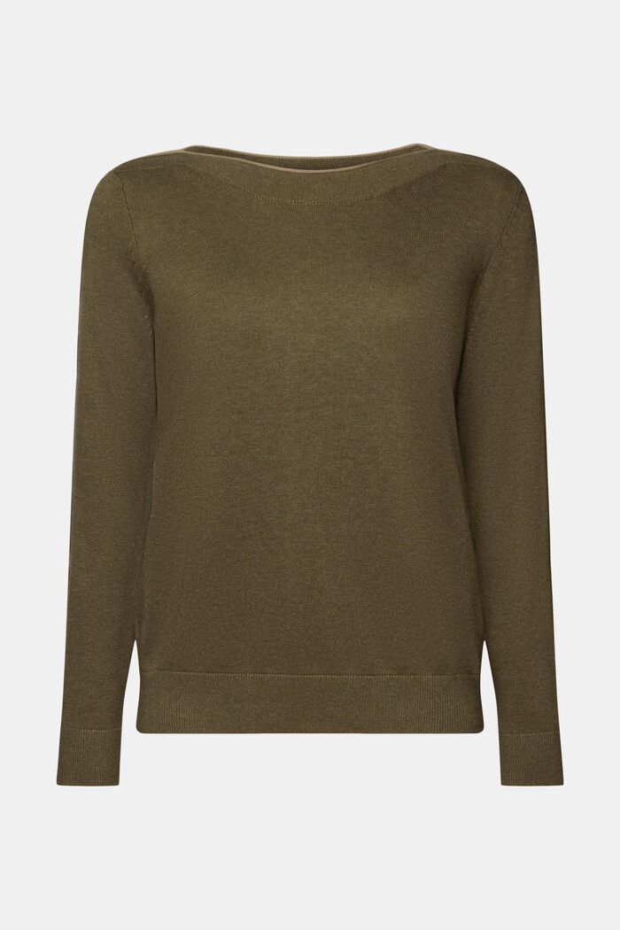Pull-over à col bateau, KHAKI GREEN, detail image number 5