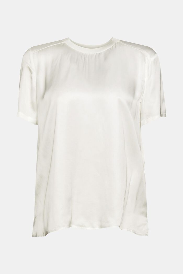 Kurzärmelige Bluse in Seidenoptik, OFF WHITE, detail image number 7
