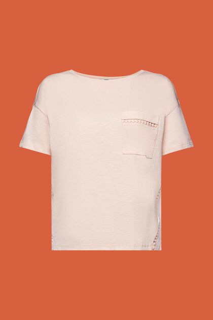 T-shirt à rubans en dentelle, 100 % coton