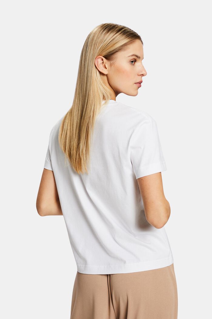 T-shirt à encolure ronde en coton Pima, WHITE, detail image number 2