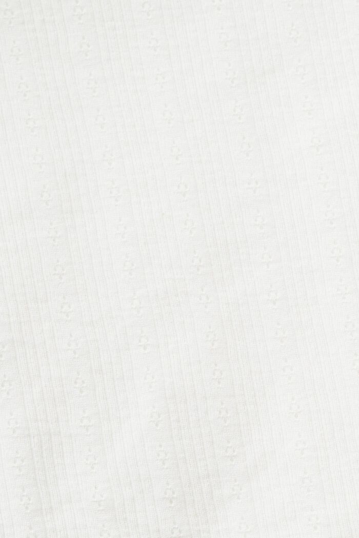 Pointelle-T-Shirt in gerippter Optik, OFF WHITE, detail image number 4
